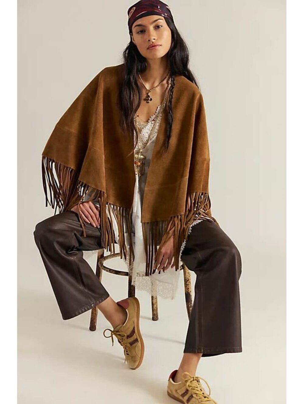 Free People Fire Nights Suede Shawl